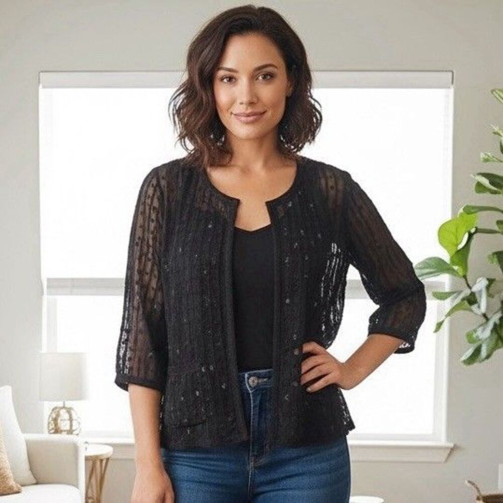 Jones New York Womens Cardigan Blouse Medium Witchy Whimsigoth Dark Academia